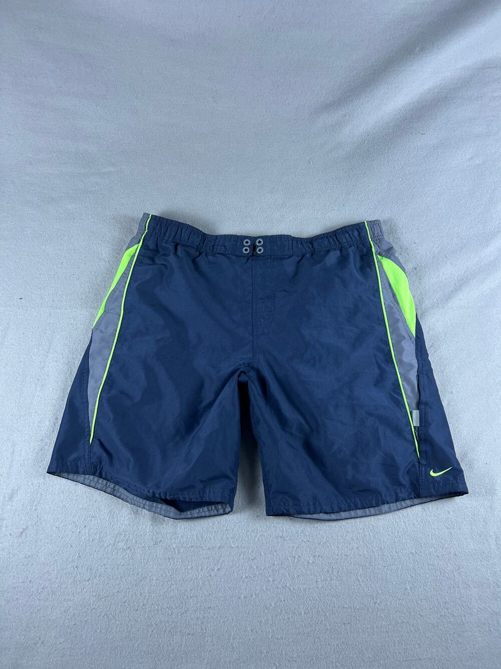 Nike Board Shorts Mens L Blue Neon Green Swim Trunk Athletic Shorts Beach Sports